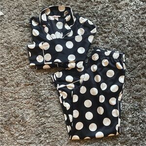 Victoria's Secret Black and White Polka Dot Pajama Set Size M